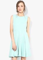 Ginger By Lifestyle Green Colored Solid Skater Dress