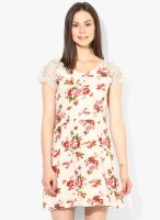 Ginger By Lifestyle Off White Colored Printed Shift Dress