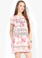 Ginger By Lifestyle Pink Colored Printed Shift Dress