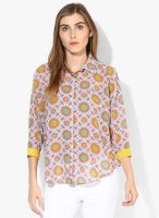 Haute Curry By Shoppers Stop Multicoloured Printed Georgette Shirt