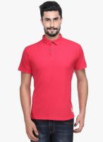 Hubberholme Pink Solid Polo T-Shirt