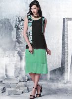 Inddus Black Color Printed Shift Dress