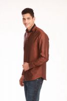 Jogur Men's Solid Party Maroon Shirt