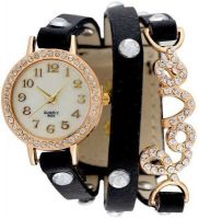 KMS Yilisha_LoveBelt_Black_Diamond Analog Watch - For Women