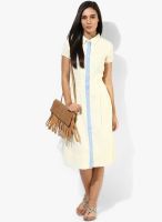 Latin Quarters Off White Colored Solid Shift Dress