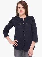 Lemon Chillo Navy Blue Solid Shirt