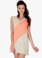 Mabish by Sonal Jain Beige Colored Solid Shift Dress