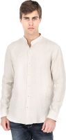 Mayank Modi Men's Self Design Casual Linen Beige Shirt