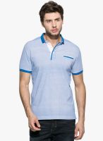 Mufti Light Blue Solid Polo T-Shirt