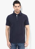 Nautica Navy Blue Solid Polo T-Shirt