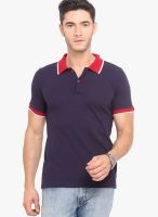 Northern Lights Navy Blue Solid Polo T-Shirts