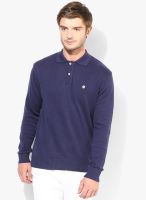 Numero Uno Navy Blue Solid Polo Neck T-Shirt