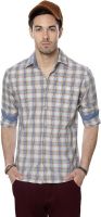 People Men's Checkered Casual Blue Shirt