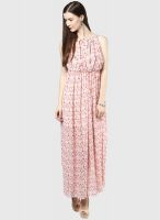 People Pink Colored Printed Maxi Dress