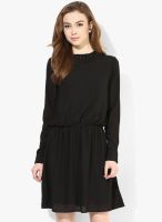 Pepe Jeans Black Colored Solid Shift Dress