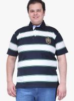 Pluss Navy Blue Striped Polo TShirts