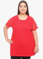 Pluss Red Embroidered Top