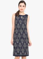 Pryma Donna Navy Blue Colored Printed Shift Dress