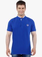 R&C Blue Solid Polo T-Shirt