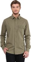 Silver Streak Men's Geometric Print Casual Green Shirt