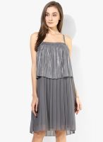 Sisley Grey Coloured Solid Shift Dress