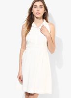 Sisley Off White Colored Solid Shift Dress