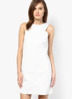 Sisley White Colored Printed Shift Dress