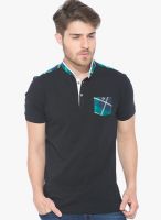 Status Quo Black Solid Polo T-Shirt