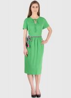 Tops And Tunics Green Colored Solid Shift Dress