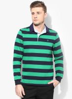 Uni Style Image Green Striped Polo T-Shirt