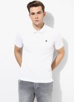 Uni Style Image White Solid Polo T-Shirts