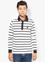 Uni Style Image White Striped Polo T-Shirt
