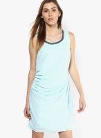 Vero Moda Aqua Blue Colored Solid Shift Dress