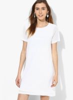 Vero Moda White Colored Solid Shift Dress