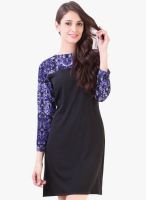 Vvine Black Colored Printed Shift Dress