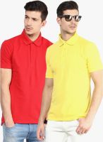 Yellow Submarine Pack Of 2 Solid Yellow And Red Polo T-Shirt