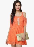 Yepme Orange Colored Embroidered Shift Dress
