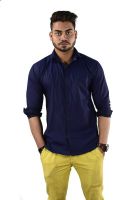 Your Desire Shirts Men's Striped Casual Dark Blue Shirt
