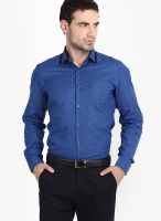 Black Coffee Solid Blue Formal Shirt