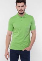 COTTON COUNTY Green Solid Polo T-Shirts