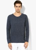 Incult Navy Blue Solid Round Neck T-Shirt