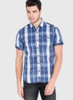 Locomotive Blue Check Slim Fit Casual Shirt