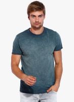 Rookies Blue Solid Round Neck T-Shirt