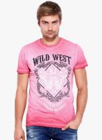 Rookies Pink Printed Round Neck T-Shirt