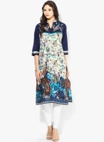 Shree Navy Blue Embroidered Kurtis