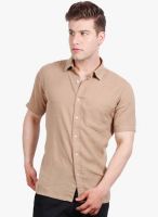 Solemio Khaki Solid Regular Fit Casual Shirt