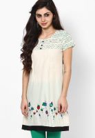 Span Cream Printed Kurta