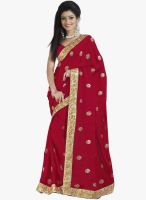 Triveni Sarees Maroon Embroidered Saree