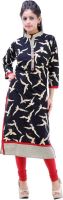 Abhinandan Crafts Printed Women's Straight Kurta(Black)