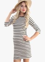 Belle Fille Black Colored Striped Bodycon Dress